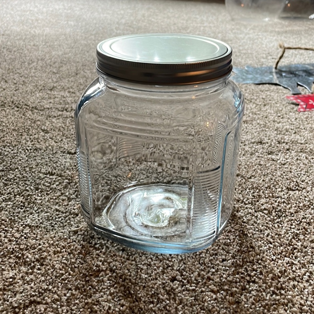 clear glass jar with metal lid